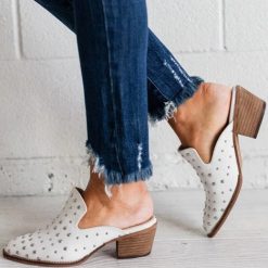 Southern Alternative Zeppelin Studded Mules (White) Shoes