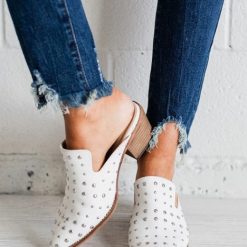 Southern Alternative Zeppelin Studded Mules (White) Shoes