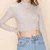 Southern Alternative Clothing Phoebe Mock Neck Crop Top (Grey)