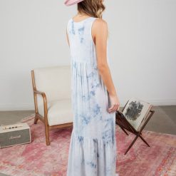 Southern Alternative Sun Burst Tie Dye Maxi Dress (Ocean) Dresses
