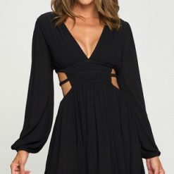 Southern Alternative Clothing Ansley Long Sleeve Mini Dress (Black)