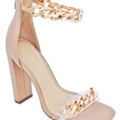 Southern Alternative Clothing Nova Clear Gold Ankle Strap Heels