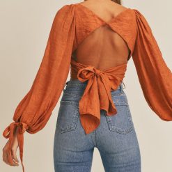 Southern Alternative Autumn Days Crop Top (Rust) Blouses + Tops