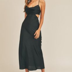 Southern Alternative Clothing Complete Bliss Satin Midi Dress (Black)