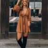 Southern Alternative Clothing Brunch Date Mini Dress (Pumpkin)