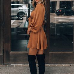Southern Alternative Clothing Brunch Date Mini Dress (Pumpkin)