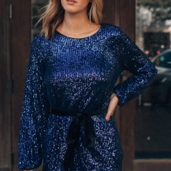 Southern Alternative Dresses Starlight Magic Sequin Mini Dress (Navy)