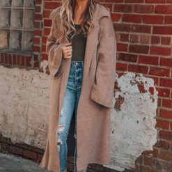 Southern Alternative Effortless Knitted Trench Coat (Latte) Jackets
