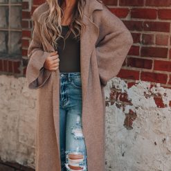 Southern Alternative Effortless Knitted Trench Coat (Latte) Jackets