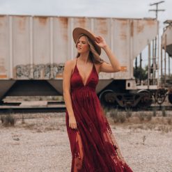 Southern Alternative Clothing All My Love Maxi Gown (Wine)