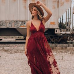 Southern Alternative Clothing All My Love Maxi Gown (Wine)