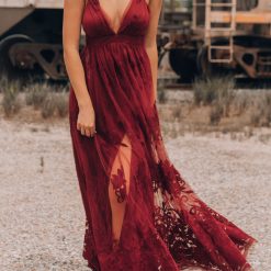 Southern Alternative Clothing All My Love Maxi Gown (Wine)