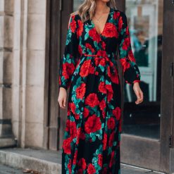 Southern Alternative Smell The Roses Long Sleeve Maxi Dress Dresses