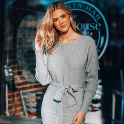 Southern Alternative Dresses Whitney Sweater Mini Dress (Grey) 2 Southern Alternative Dresses Whitney Sweater Mini Dress (Grey)