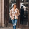 Southern Alternative Jackets Plaid To Meet You Reversible Sherpa Jacket (Taupe)