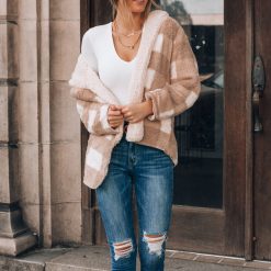 Southern Alternative Jackets Plaid To Meet You Reversible Sherpa Jacket (Taupe)