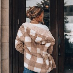 Southern Alternative Jackets Plaid To Meet You Reversible Sherpa Jacket (Taupe)