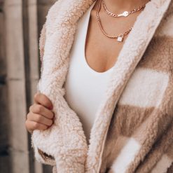 Southern Alternative Jackets Plaid To Meet You Reversible Sherpa Jacket (Taupe)