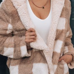 Southern Alternative Jackets Plaid To Meet You Reversible Sherpa Jacket (Taupe)