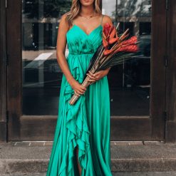 Southern Alternative Under The Stars Satin Gown (Green) Dresses