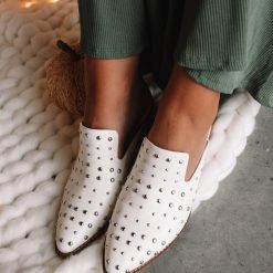 Southern Alternative Zeppelin Studded Mules (White) Shoes