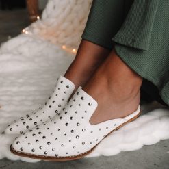 Southern Alternative Zeppelin Studded Mules (White) Shoes