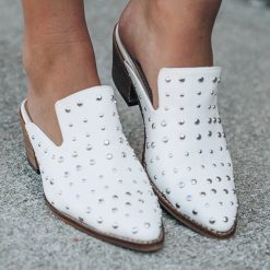 Southern Alternative Zeppelin Studded Mules (White) Shoes
