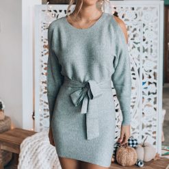 Southern Alternative Dresses Whitney Sweater Mini Dress (Grey) 10 Southern Alternative Dresses Whitney Sweater Mini Dress (Grey)