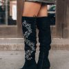 Southern Alternative Brenna Over-The-Knee Floral Boots (Black) Shoes
