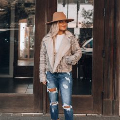 Southern Alternative Jackets Motorcycle Ride Plaid Jacket (Beige)