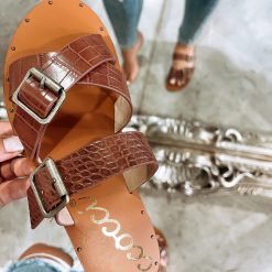 CCOCCI Bridgette Buckle Sandals (Cognac) Shoes