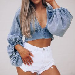 Southern Alternative Charleston Denim Blouse (Dark Denim) Clothing