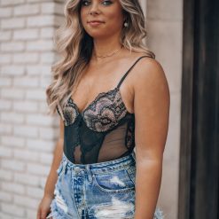 Southern Alternative See Right Through Me Lace Bodysuit (Black) Bodysuits