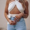 Southern Alternative Happy Hour Wrap Crop Top (Off White) Clothing