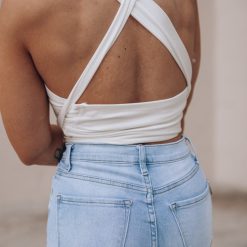 Southern Alternative Happy Hour Wrap Crop Top (Off White) Clothing 3 Southern Alternative Happy Hour Wrap Crop Top (Off White) Clothing