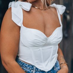 Southern Alternative Lily Satin Tie Corset Top (White) 5 Southern Alternative Lily Satin Tie Corset Top (White)
