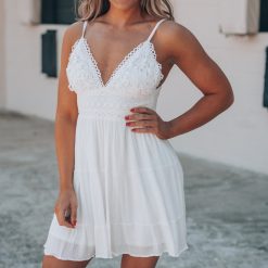 Southern Alternative Bren Lace Mini Dress (White) Clothing