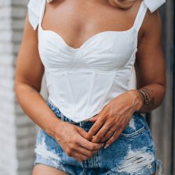 Southern Alternative Lily Satin Tie Corset Top (White) 4 Southern Alternative Lily Satin Tie Corset Top (White)