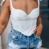 Southern Alternative Lily Satin Tie Corset Top (White)