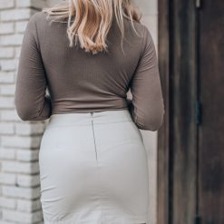 Southern Alternative Clothing Free Spirit Faux Leather Skirt (Cream)