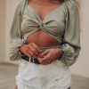 Southern Alternative Lennon Twist Crop Top (Olive) Clothing
