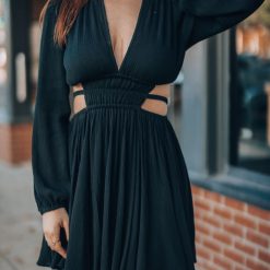 Southern Alternative Clothing Ansley Long Sleeve Mini Dress (Black)