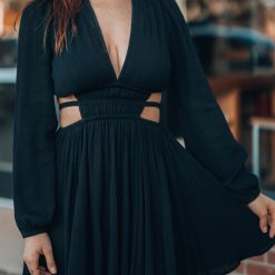 Southern Alternative Clothing Ansley Long Sleeve Mini Dress (Black)