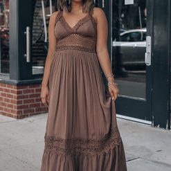 Southern Alternative Endless Love Lace Cutout Maxi Dress (Mocha)