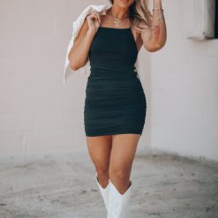 Southern Alternative Key West Ruched Mini Dress (Black)