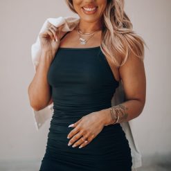 Southern Alternative Key West Ruched Mini Dress (Black)