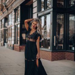 Southern Alternative Skylar Embroidered Maxi Dress (Black) 6 Southern Alternative Skylar Embroidered Maxi Dress (Black)