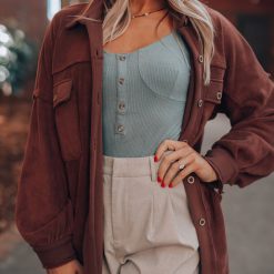 Southern Alternative Noelle Oversized Fleece Jacket (Brown) Clothing