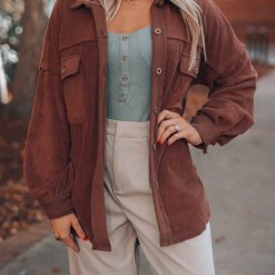Southern Alternative Noelle Oversized Fleece Jacket (Brown) Clothing