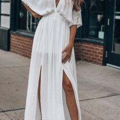 Southern Alternative Sonya Cold Shoulder Maxi Dress (Ivory) Dresses